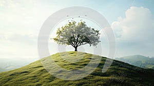 scenery tree on hill