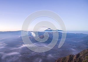 Scenery view of Mount Bromo in the early morning.