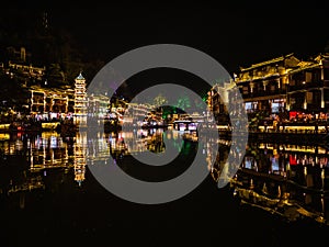 Scenery view in the night of fenghuang old town