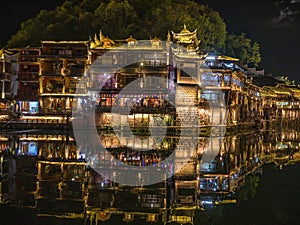 Scenery view in the night of fenghuang old town