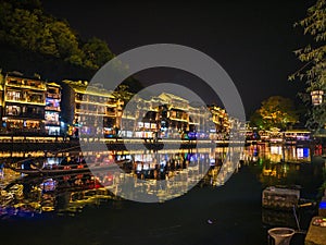 Scenery view in the night of fenghuang old town