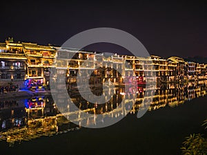 Scenery view in the night of fenghuang old town