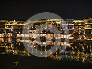 Scenery view in the night of fenghuang old town