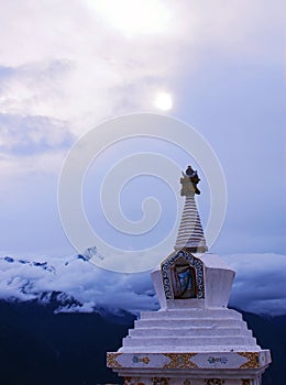 Scenery of white pagoda in a lamasery