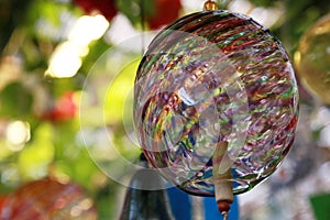 Scenery of wind chimes made of glass