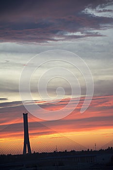 Scenes of burning clouds in the afterglow of sunset