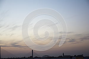 Scenes of burning clouds in the afterglow of sunset