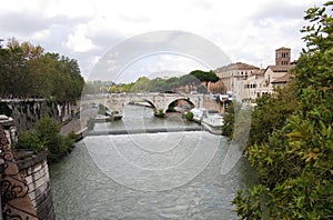 Scenes and Views of Italy, Rome, Tiber River,