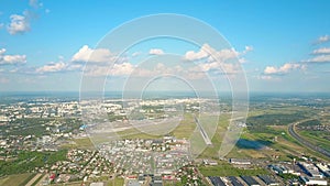 Scenic aerial shot of an international airport