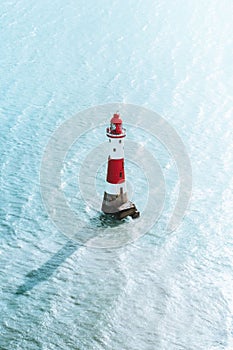 Aerial view of the Beachy Head Lighthouse in the English Channell photo