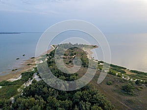 Scenic aerial view of the cape, sandbar or semi island