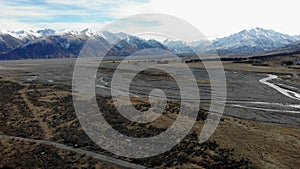 Scenic aerial view of Mount Somers, New Zealand