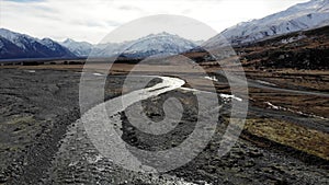 Scenic aerial view of Mount Somers, New Zealand