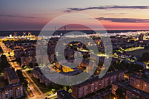 Scenic aerial view of the Old town of Klaipeda, Lithuania