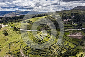 Scenic aerial view of the Puka Pukara an archeaological site