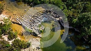 Scenic aerial view of Sculpture Falls via Barton Creek Greenbelt Trail photo