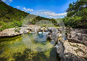 Scenic aerial view of Sculpture Falls via Barton Creek Greenbelt Trail photo