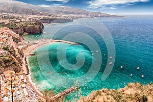 Scenic aerial view of Sorrento, Italy, during summertime