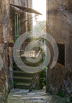 Scenic afternoon sight in Sorano, in the Province of Grosseto, Tuscany Toscana, Italy.