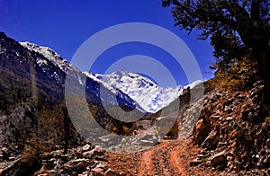 Scenic alpine landscape with and mountain ranges. natural mountain background