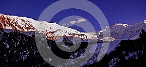 Scenic alpine landscape with and mountain ranges. natural mountain background