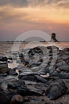 Scenic Amaharashi Coast at Sunset in Toyama, Japan