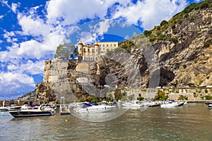 Scenic Amalfi coast - Maiori, view with castle. Italy photo