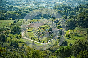 Scenic amazing view from one of the most beautiful villages of France Gordes of Luberon valley in Provence, France. Sunny day,