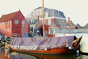 Scenic ancient Dutch fishing village,Spakenburg,Netherlands