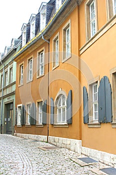 Scenic ancient street in Weimar (Unesco), Thuringia, Germany