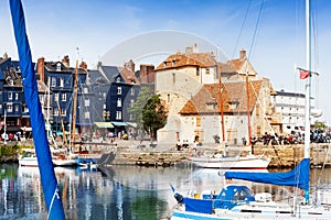 Scenic architecture of old pier at Honfleur