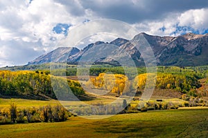 Scenic autumn landscape in Kebler Pass near Crested Butte, Colorado