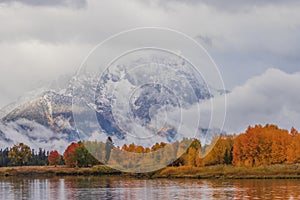 Scenic Autumn Reflection Landscape in the Tetons