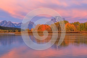 Scenic Autumn Reflection Landscape in the Tetons