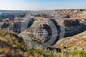 Scenic badland view of Horsethief canyon in Drumheller, alberta, canada