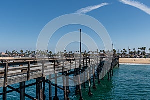 Scenic Balboa Pier vista on a beautiful sunny summer day, Newport Beach, California