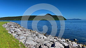 Scenic bay of Lake Taupo in North Island in New Zealand