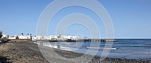 Scenic beach in Arrieta, island of Lanzarote at Canary Isles photo