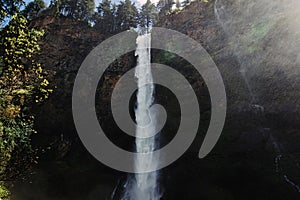 Scenic tall waterfall, Multnomah Falls, Oregon, USA