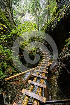 Scenic and beautiful tourism trail in the park Slovensky raj, Slovakia