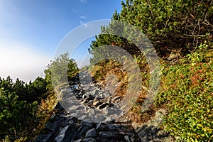 Scenic and beautiful tourism trail in the park Slovensky raj, Slovakia