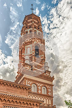 Scenic bell tower in Poble Espanyol, Barcelona, Catalonia, Spain