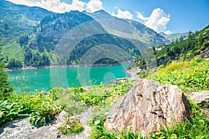 Scenic blue lake in the Austrian Alps