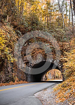 Bote Mountain Tunnel through Great Smoky Mountain National Park in Tennessee photo