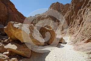 Scenic boulders in the desert canyon, Israel