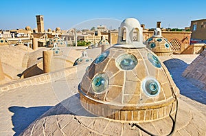 The scenic brick domes of Qasemi Bathhouse, Kashan, Iran