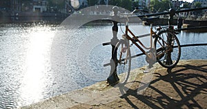 Scenic Bycicle in an Amsterdam Canal