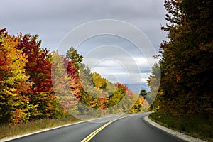 Scenic byway during fall foliage season