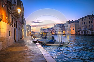 Scenic Canal Grande in Venice colorful evening view