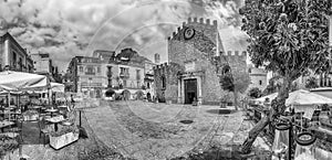 The scenic Cathedral`s square in central Taormina, Sicily, Italy